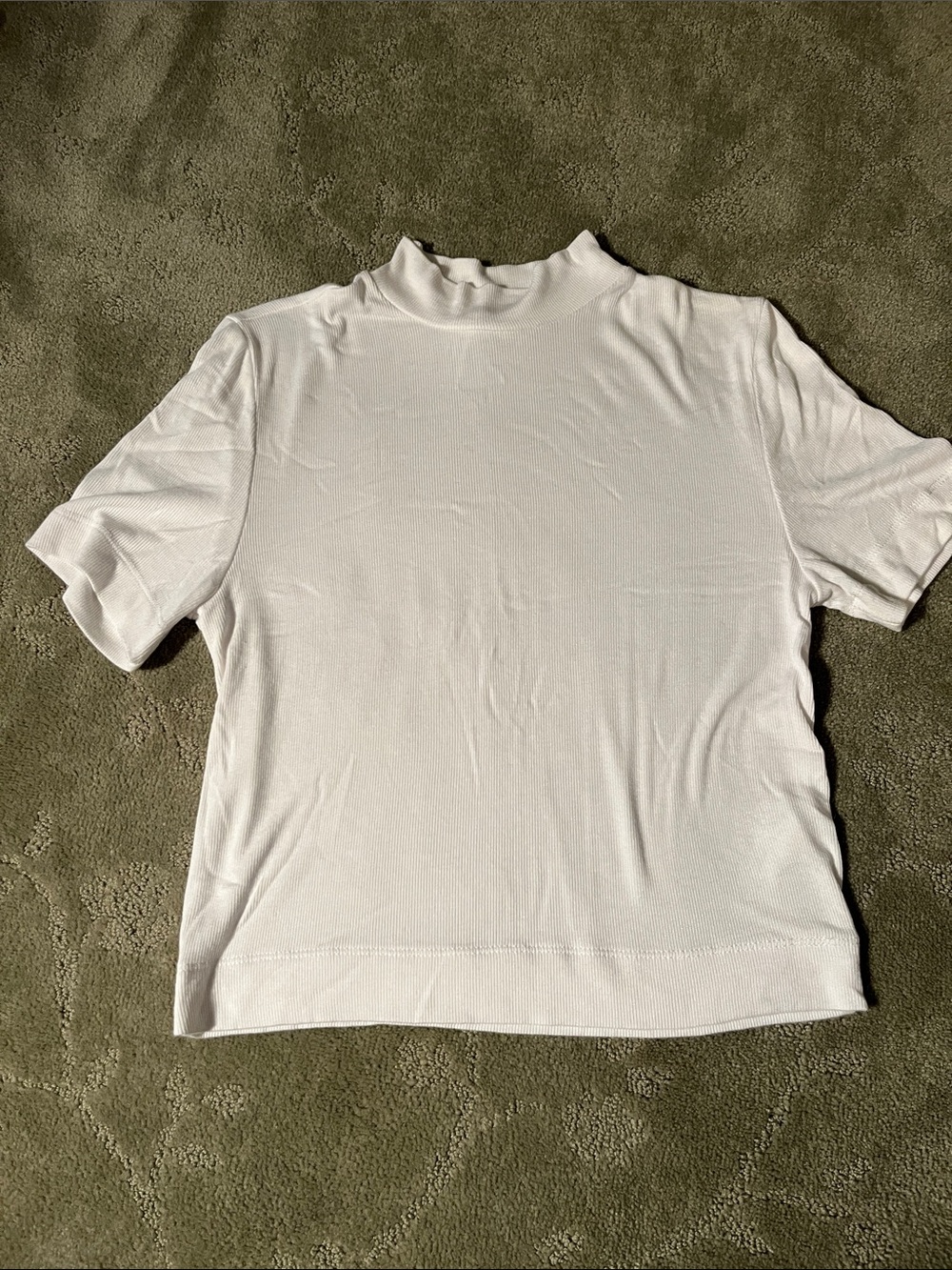 Babaton White Short-Sleeve Mock Neck Tee